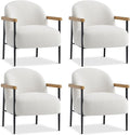 Garvee Modern Accent Chair Set of 4, Wood Arms, Metal Frame & Adjustable Feet by Garvee