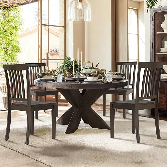 COLAMY Wooden Dining Chairs Set of 4, Solid Rubberwood Kitchen & Dining Room - Image 7