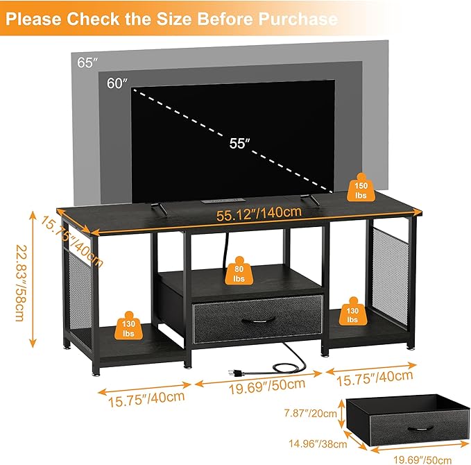 TV Stand with Drawers and Power Outlet - Image 4