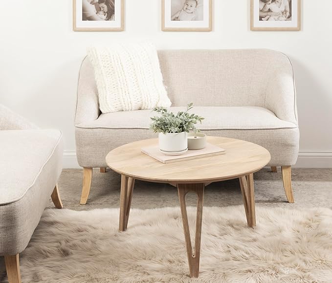 Kate and Laurel Kershaw Transitional Round Coffee Table, Natural Wood, Circle - Image 2