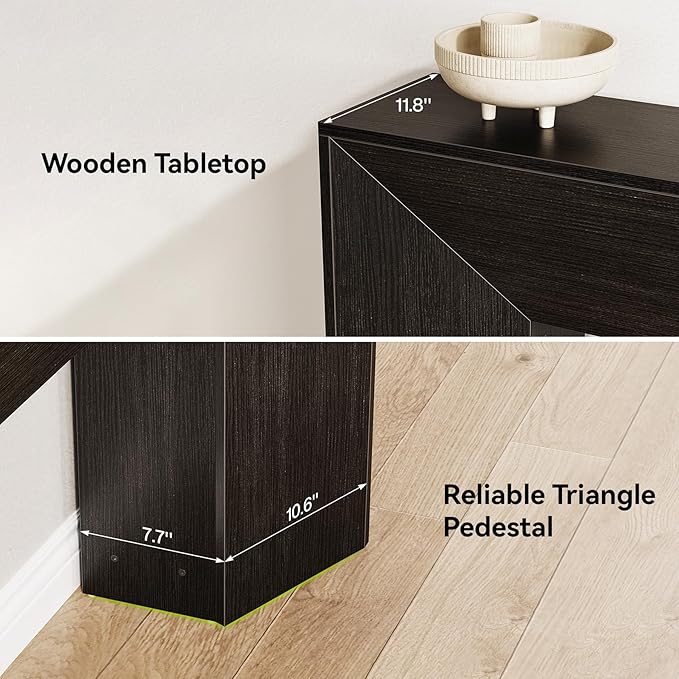 LITTLE TREE Console Table for Entryway, 63 Inches Extra Long Black Wooden Sofa - Image 5