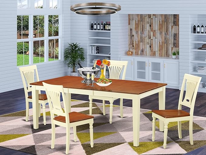 East West Furniture QUPL5-WHI-W 5 Piece Modern Dining Table Set Includes a - Image 2