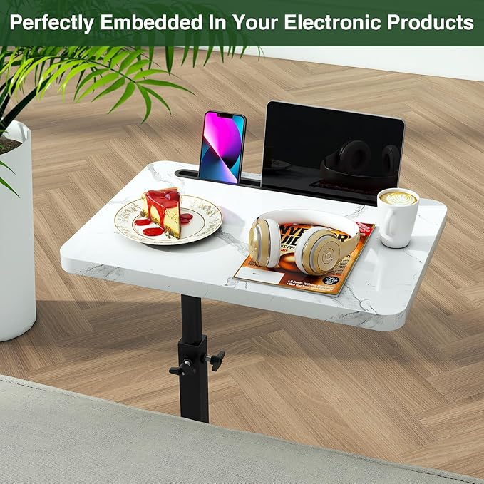 IBUYKE Tray Table for Couch, 360° Swivel Height Adjustable End Table for Small - Image 5