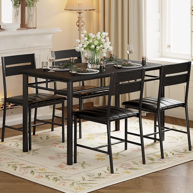 IRONCK Dining Table Set for 4, Wood Kitchen Table - Image 9