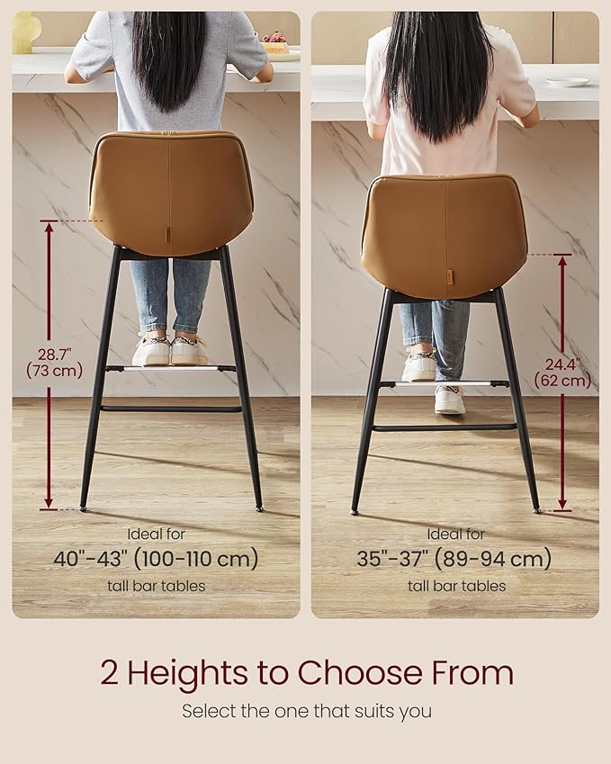 VASAGLE Bar Stools Set of 2, Bar Height Bar Stools - Image 2