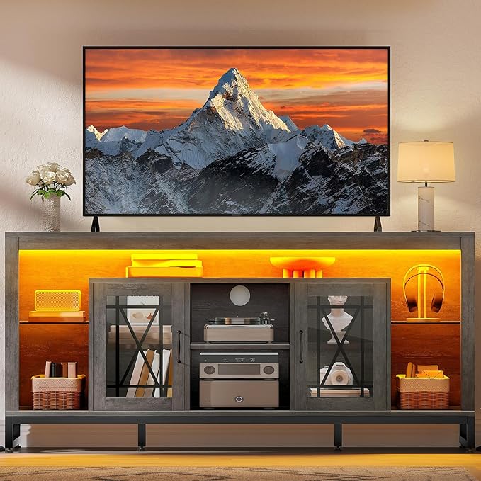 YITAHOME 33.5'' Tall TV Stand for 75 inch TV, LED Entertainment Center by YITAHOME