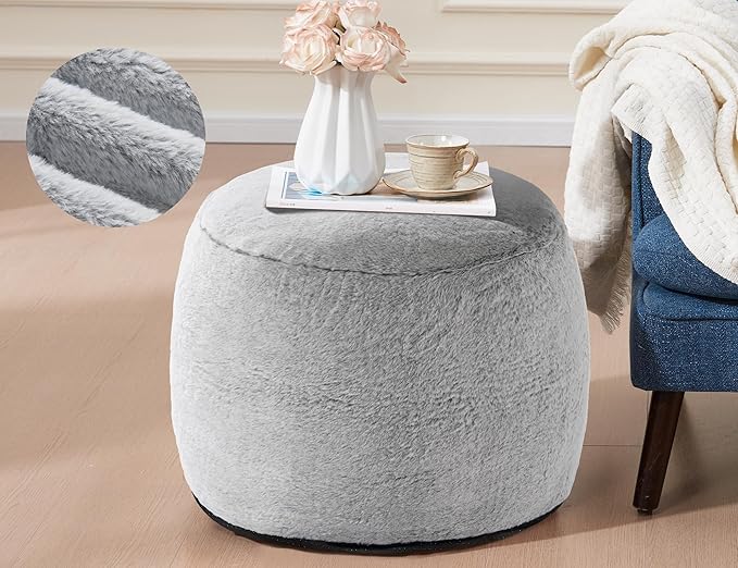 Boho Ottoman Living Room Furniture 20"x15" Large Round Ottomans Pouf Couch Foot by Unknown