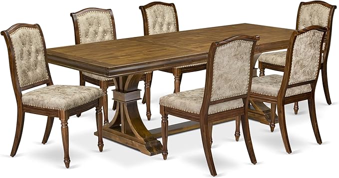 LEMA7-AWA-36 7 Pieces Dining Room Set Consists of a Rectangular Modern Dining - Image 2