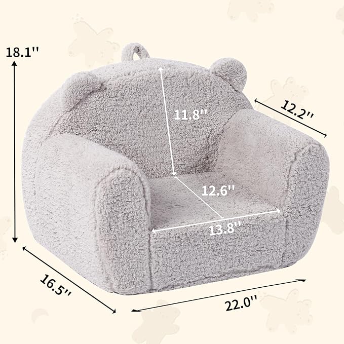 Kids Snuggly-Soft Sherpa Chair, Teddy Bear Cuddly Toddler Foam Chair - Image 3