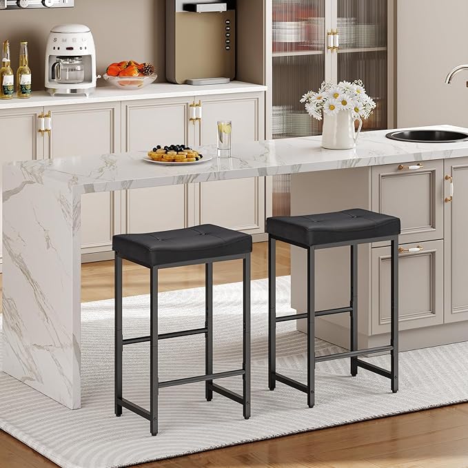 HOOBRO Bar Stools, 25.4" Saddle Stools - Image 4