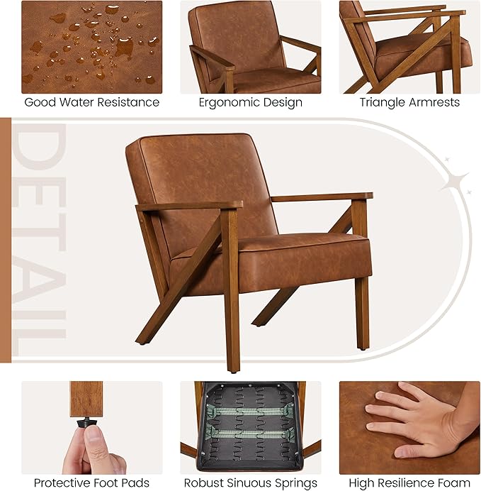 Yaheetech Accent Chair Faux Leather Armchair Lounge Chair - Image 7