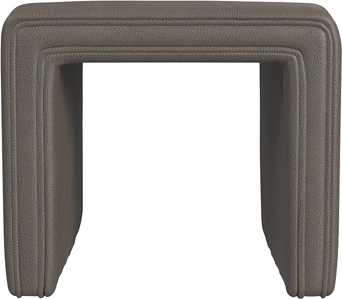 HomePop Modern Channel Tufted Faux Leather Ottoman Home Décor|Ottoman by HomePop