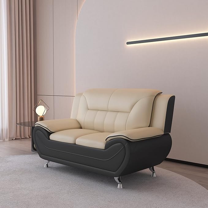 Container Furniture Direct Michael Modern Faux Leather Upholstered Stainless - Image 3