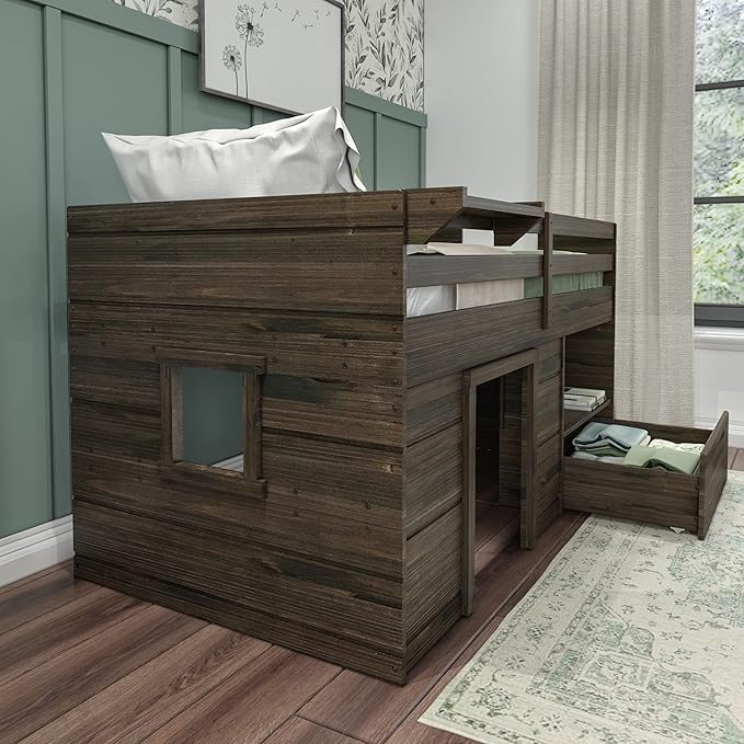 Max & Lily Loft Bed Twin Size, Solid Wood Low Loft Bed - Image 4