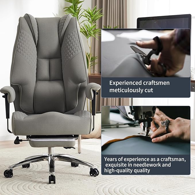 Big and Tall Office Chair 400lbs Wide Seat, Leather High Back Executive Office - Image 7