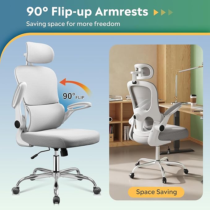DEVAISE Office Chair, Breathable White Mesh Elegance - Image 7