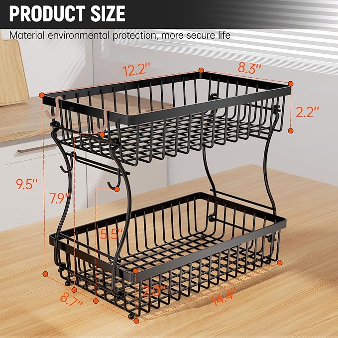Fruit Basket, 2-Tier Fruit Bowl - Image 2