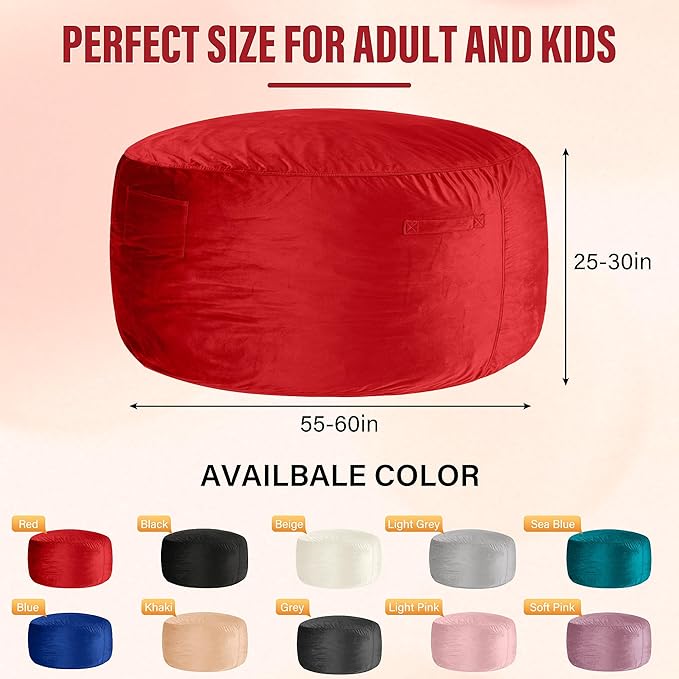 HABUTWAY Bean Bag Chair: Giant 6' Memory Foam Furniture Bean Bag Chair - 6Ft - Image 3