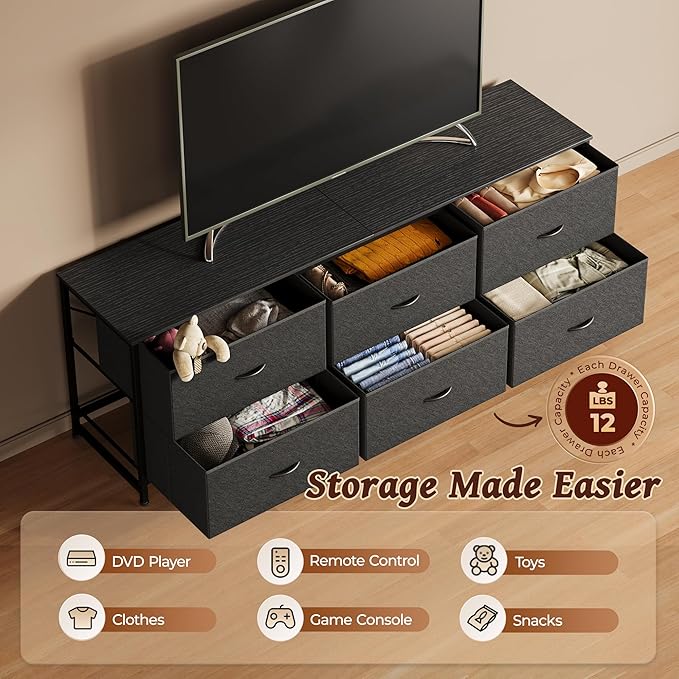 Huuger 63 Inch Long Dresser for Bedroom, Wide TV Stand for 55, 70 Inch TV - Image 6