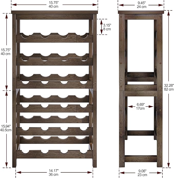 24-Bottle Wine Rack, 6 Tier Bamboo Wine Display Storage Shelves - Image 5