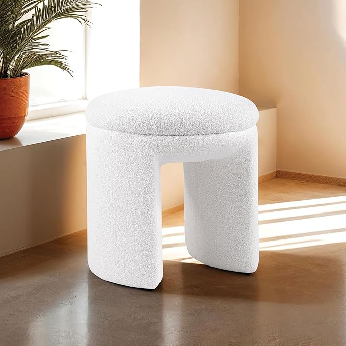 Furniture of America Rami Modern 18-inch Solid Wood Upholstered Ottoman - Image 2