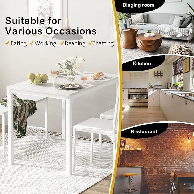 soges 4 Pieces Dining Table Set, 43.3 inch Kitchen Table Set - Image 5