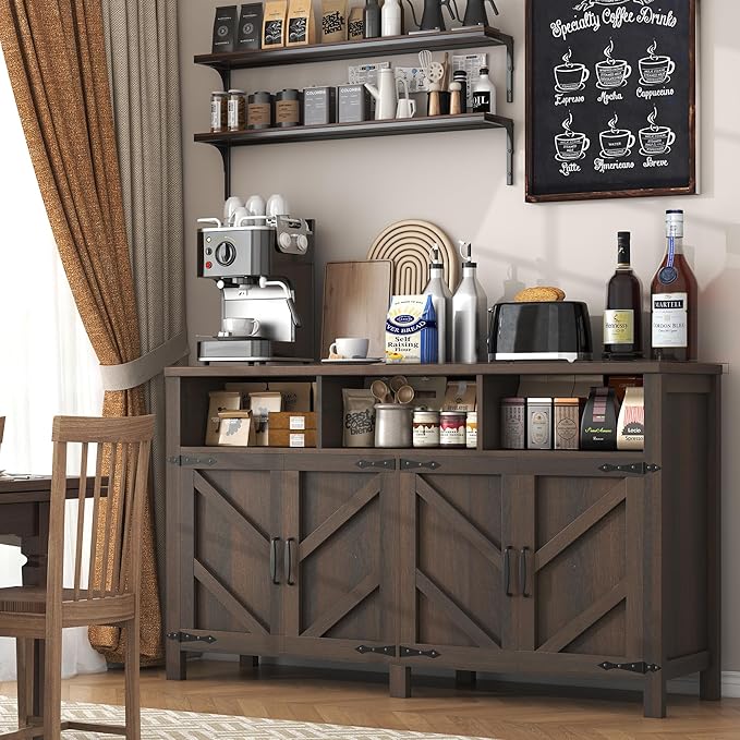 Buffet Sideboard with Storage Farmhouse with 4 Doors, Dining Room - Image 5