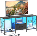 LED TV Stand with Fabric Drawer, Entertainment Center by JARHETUN