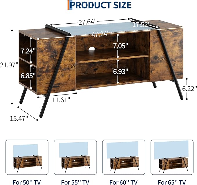 Garvee 47 Inch TV Stand with Slanted Metal Legs, Industrial Media Console with - Image 7