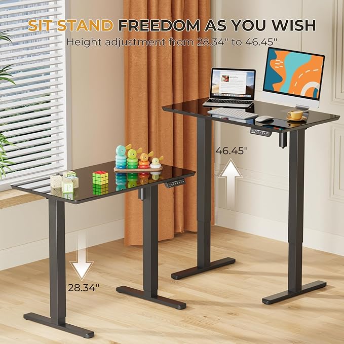 JOY worker Small Glass Standing Desk, Mobile White Sit to Stand Workstation - Image 3