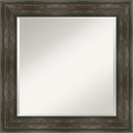 Amanti Art Brown Wall Mirror 26x26 Rail Rustic Char Square Bathroom Mirror by AmantiArt