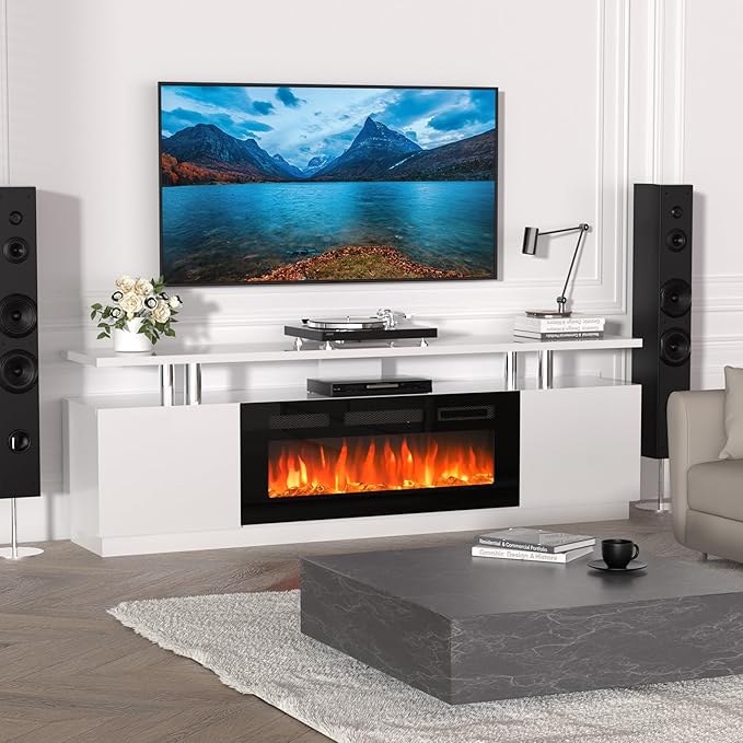 70'' Fireplace TV Stand, Entertainment Center - Image 5
