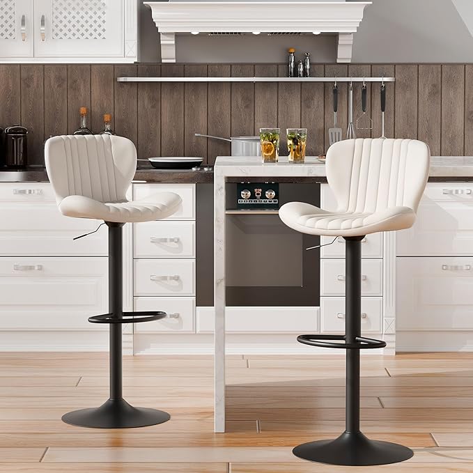Shintenchi Bar Stools Set of 2 Modern Swivel Bar Chairs, Counter Height Faux by Shintenchi