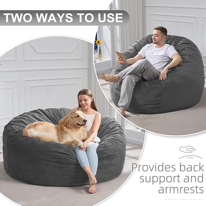 Hobestluk 5FT Bean Bag Chair Giant Bean Bag Chairs - Image 3