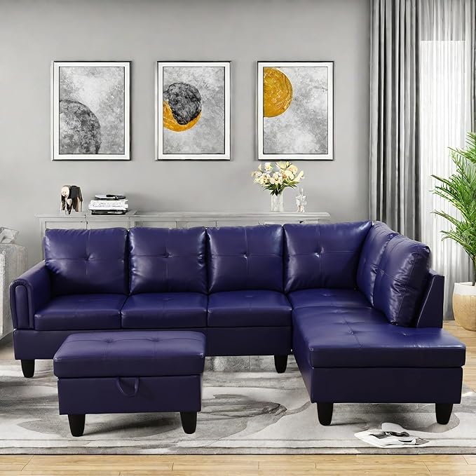 Convertible Leather Sectional Couch, Modern L Shaped Couch - Image 4