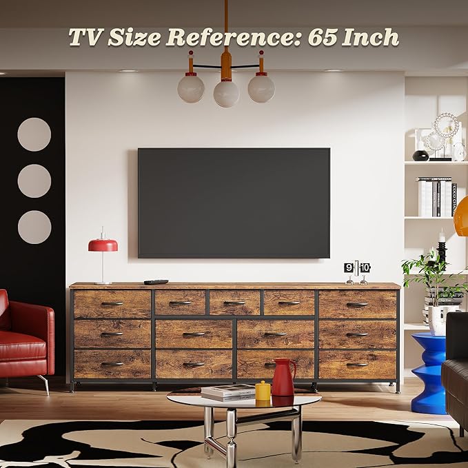 Huuger 70 Inch Dresser for Bedroom, TV Stand for 65, 80 Inch TV, 13 Fabric - Image 2