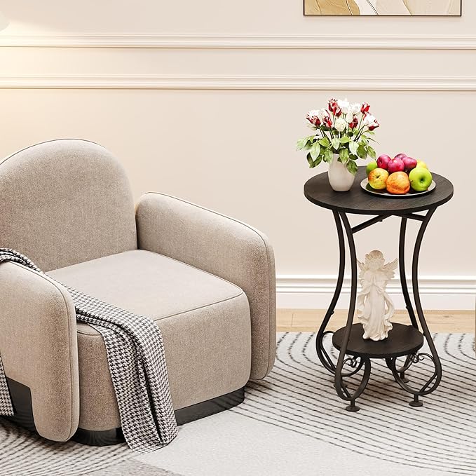 Side Table, Small Round End Table - Image 8