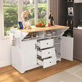 56" Large Kitchen Island with 2 Drop Leafs, Rolling Kitchen Cart on 5 Wheels by Unknown