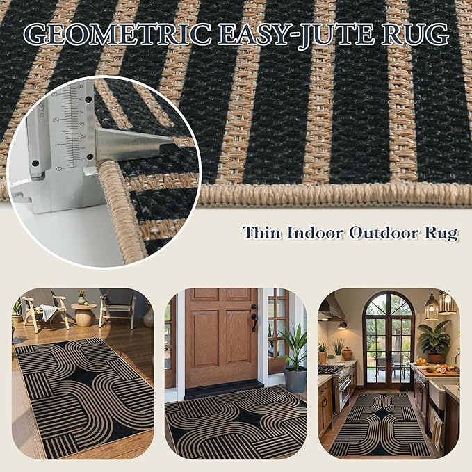 Lahome Modern Geometric Outdoor Easy Jute Rug, 3x5 Indoor Outdoor Rugs - Image 4