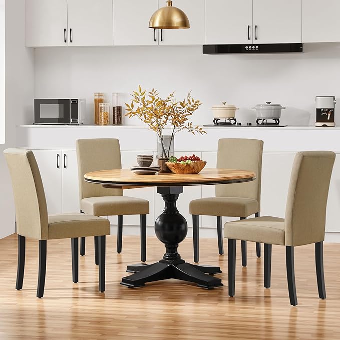 Yaheetech Dining Chairs Set of 4 Fabric Parson Upholstered Kitchen Chairs - Image 7
