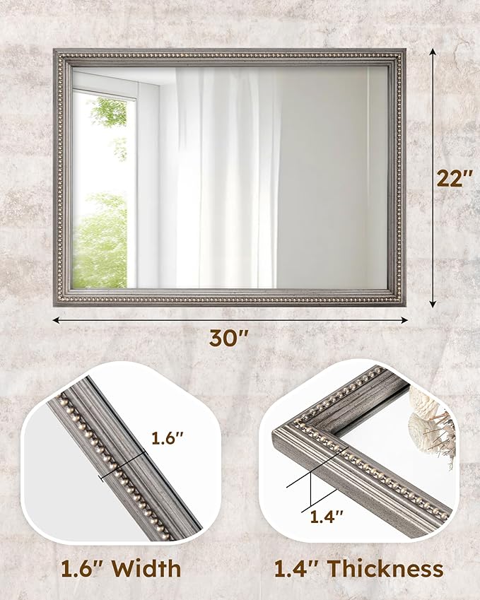 Axeman 22x30 Wood Wall Mirror, Rustic Bathroom Mirror, Vintage Wall Mounted - Image 5