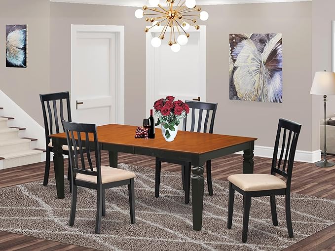 East West Furniture LGAN5-BCH-C 5 Piece Kitchen Table Set - Image 2