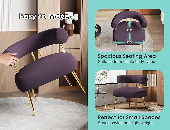 Modern Accent Chair, Round Upholstered Barrel Armchair - Image 6
