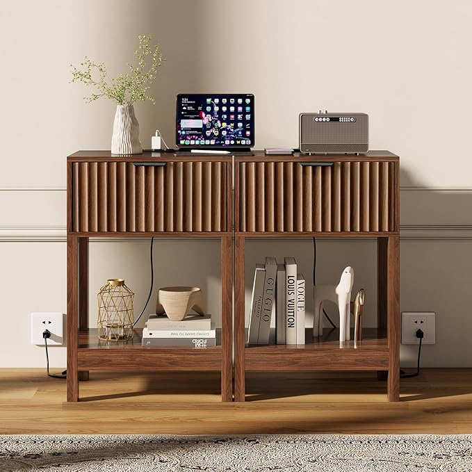 Night Stand Set 2, Fluted Nightstand - Image 6