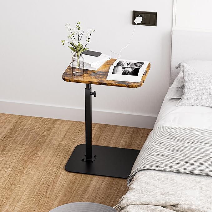 Side Table Sofa Tray for Couch Heavy Metal Base Swivel/Adjustable Height - Image 2