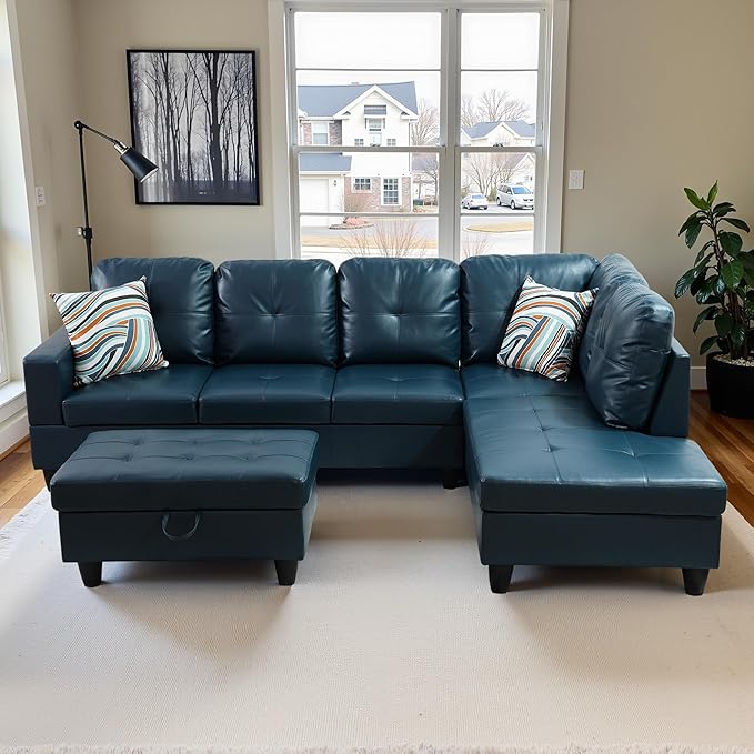 Osparple Sectional Couch PU Leather L Shaped Couch 3 Pieces Modular Sectional by Unknown