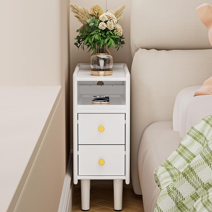 Huolewa Narrow Nightstand with 2 Drawers - Image 5