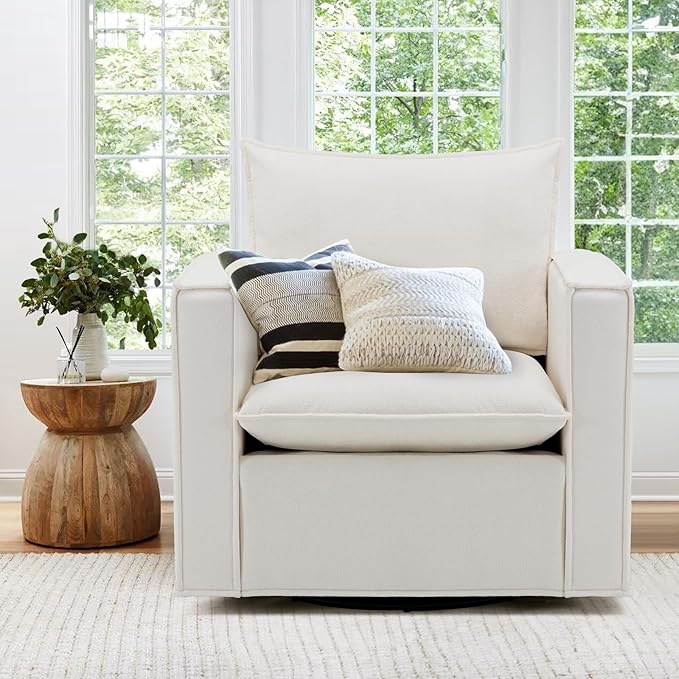 COLAMY Swivel Accent Chair Set of 2, 34 Inches Wide Upholstered Arm Chair - Image 7