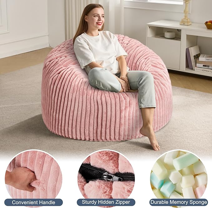 3ft Bean Bag Chairs for Adults Large Beanbag Chair - Image 4