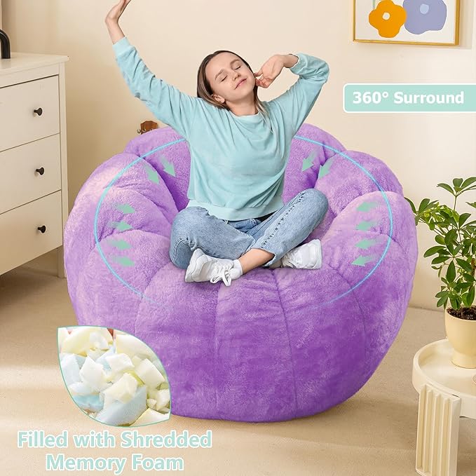 Pumpkin Bean Bag Sofa Chair for Adult, Beanbag Couch - Image 5